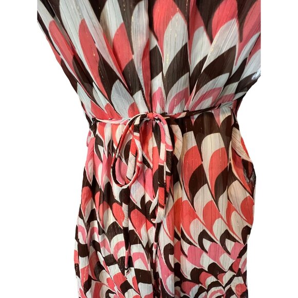 Vintage My Michelle Small Crochet Top Lined Chevron Dress Tie back Boho Y2K 90s - Picture 9 of 10